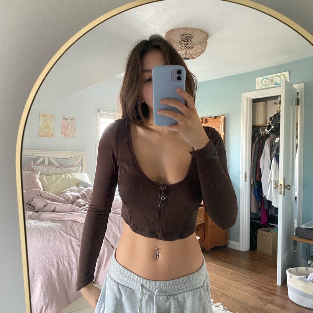 urban outfitters brown henley top